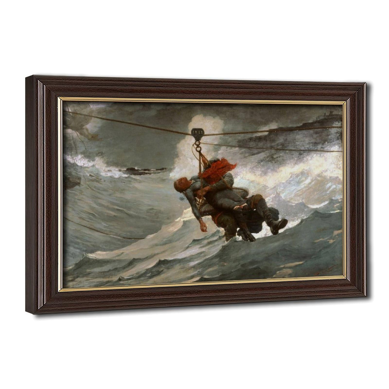 WCYB The Lifeline – Winslow Homer Dramatic Seascape Rescue Print – American Maritime Realism Prints Posters Canvas Deco Paintings Wall Art For Office Hanga