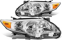 Vista 1 de DNA Motoring Juego de faros compatible con sedán Toyota Corolla 2011-2013, cromado/ámbar, HL-OH-TCOR11-CH-AM