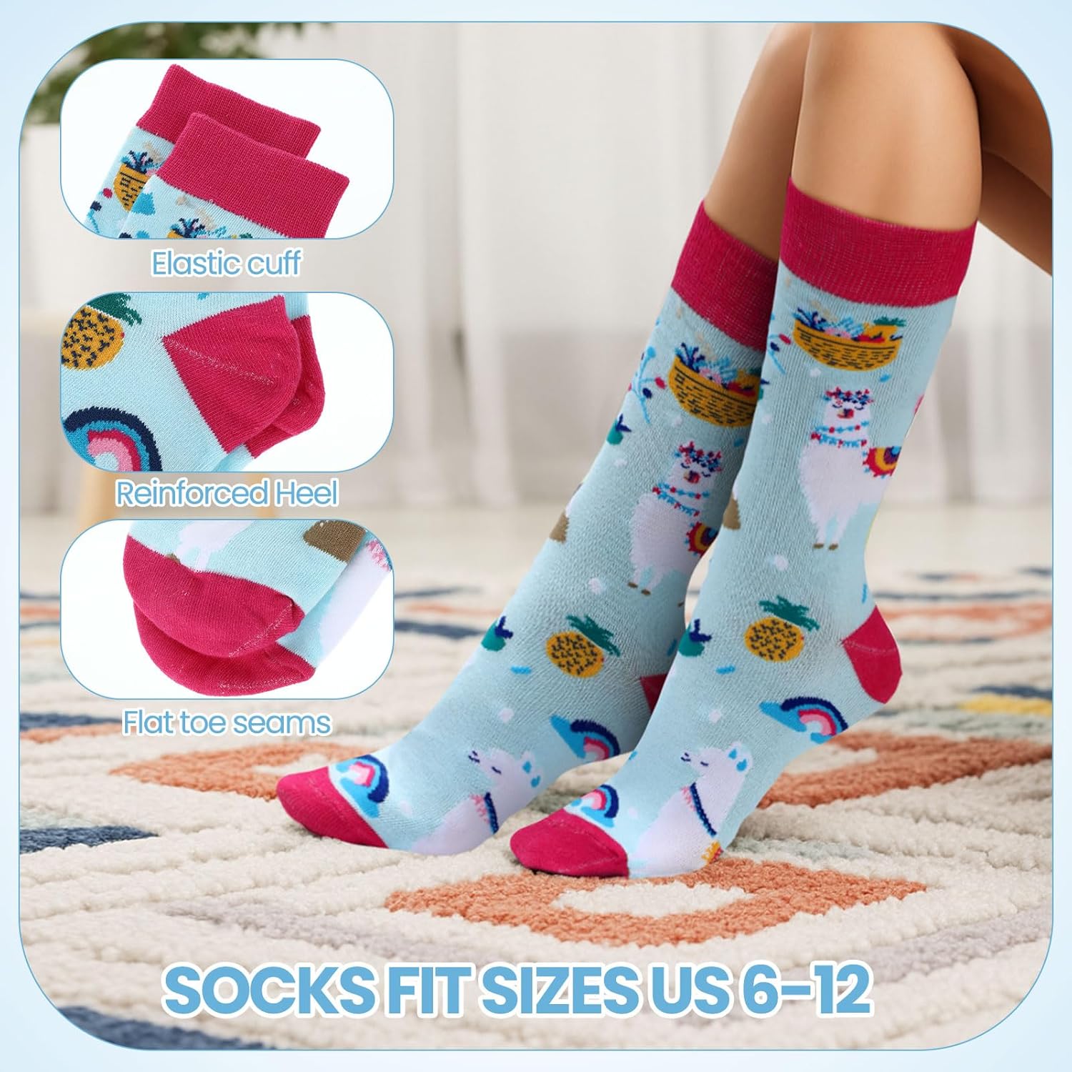 Vesici 13 Pcs Llama Gifts for Girls Llama Lovers Stuff for Girls 20 oz Tumbler with Lid and Straw Cute Makeup Bag Socks Sticky Notes Ballpoint Pens Stickers Keychain Set for Birthday Christmas Gifts - Image 4