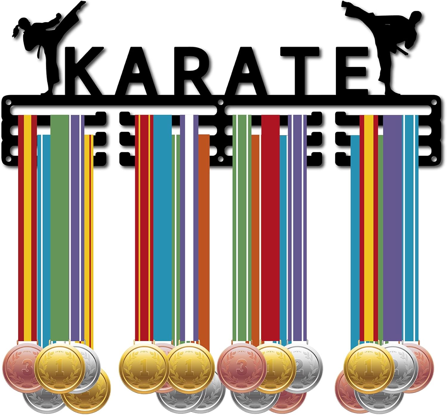 CREATCABIN Karate Medal Hanger Display Medal Holder Sport Rack Award Metal Lanyard Holder Sturdy Wall Mounted Swimmer Runner Athletes Players Gymnastics Gift Over 60 Medals 15.7 x 5.9 Inch