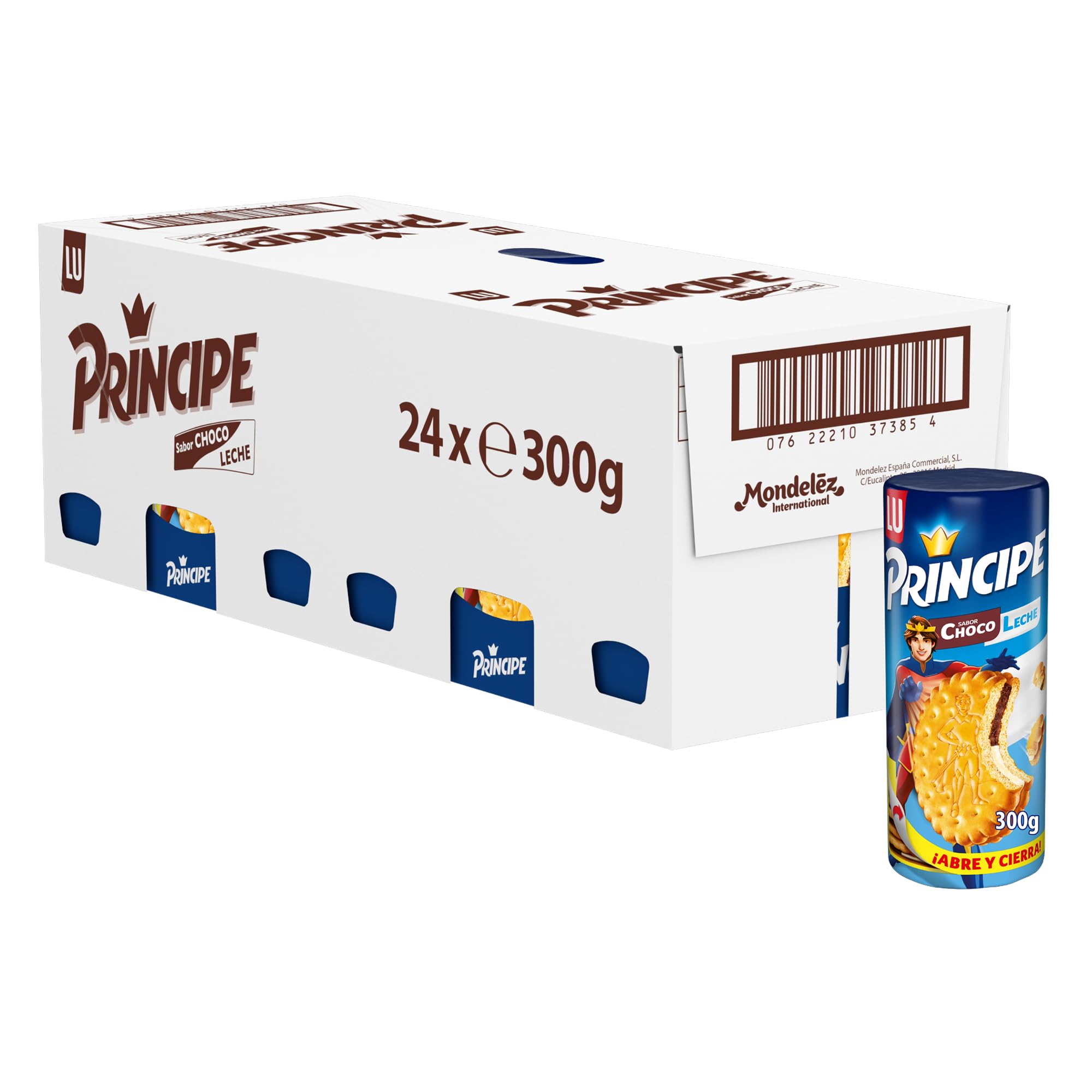 Príncipe Choco Leche, Galletas Sándwich Relleno de Crema de Chocolate con Leche, Pack de 24 x 300 g