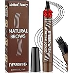 iMethod Microblading Eyebrow Pen - Eyebrow Pencil Magical Upgraded Eye Brow Pencils for Women with 4 Fork Tip & Spoolie Brush for Natural-Looking Hair-Like Defined Brows, Last All-Day, Black