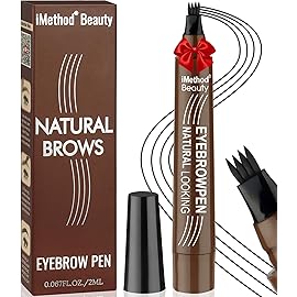 iMethod Microblading Eyebrow Pen - Eyebrow Pencil Magical Upgraded Eye Brow Pencils for Women with 4 Fork Tip & Spoolie Brush for Natural-Looking Hair-Like Defined Brows, Last All-Day, Black