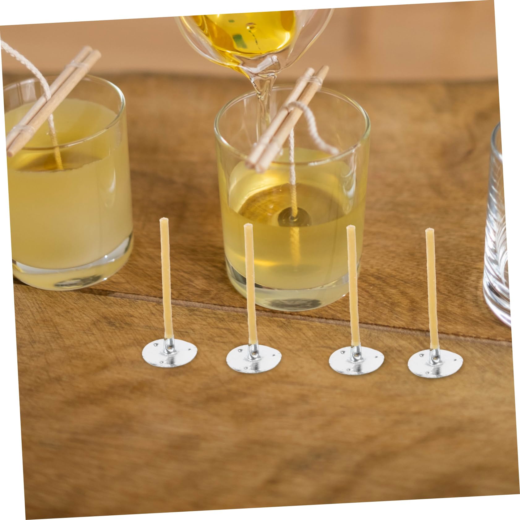 PHENOFICE 100pcs Candle Wicks with Base Durable DIY Candle Making Supplies for Craft Projects Birthday Parties and Festivals