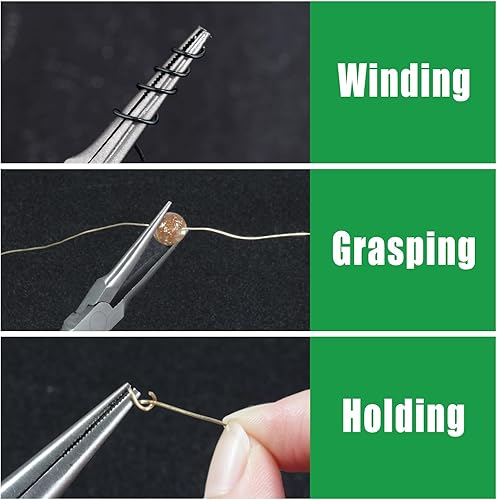 Miniatura 3 de Alicates de punta de aguja pequeños para hacer joyas, alicates de punta de 5 pulgadas de largo con mini alicates largos y cónicos mandíbulas