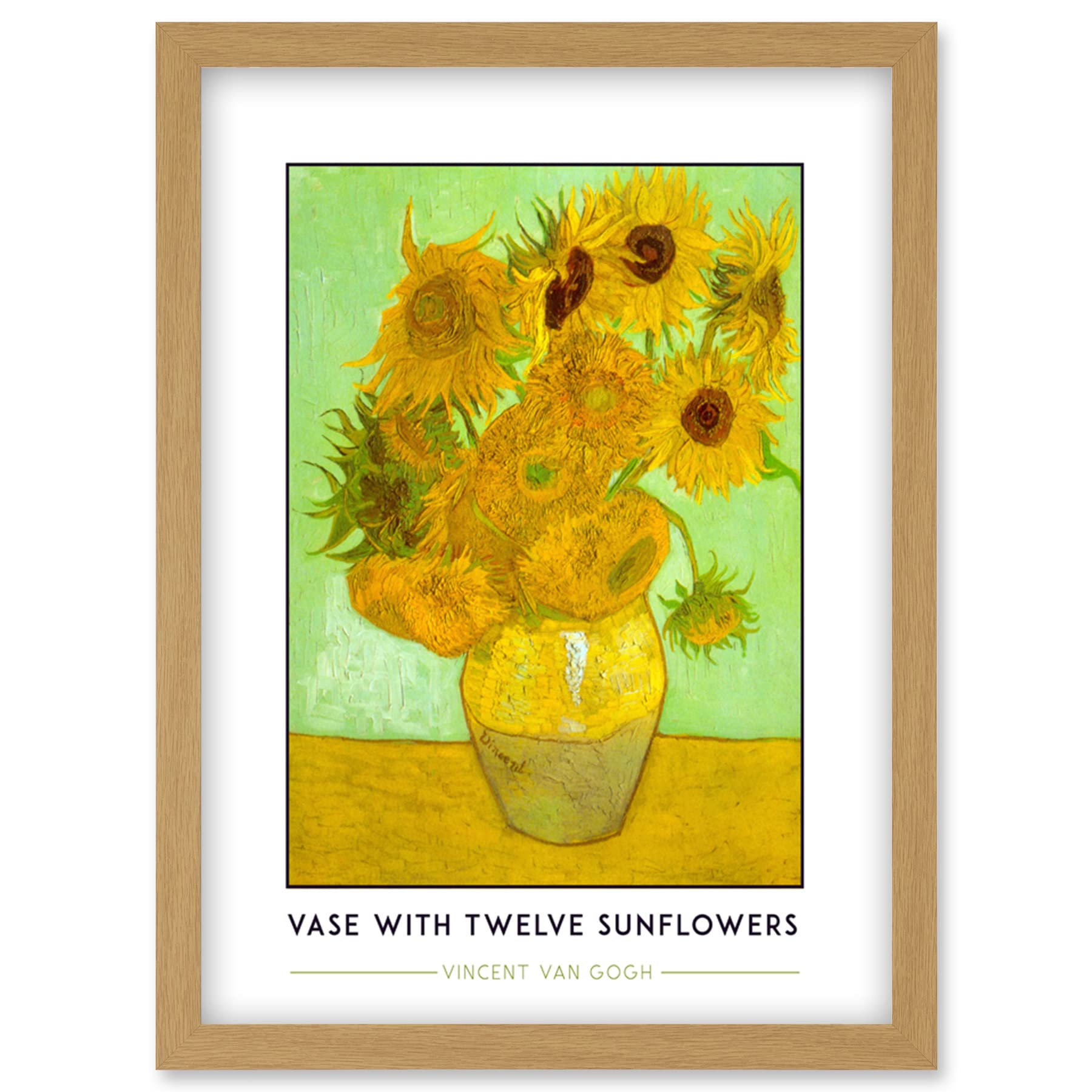 Wee Blue Coo Vincent Van Gogh Vase With Twelve Sunflowers Painting Artwork Framed Wall Art Print A4