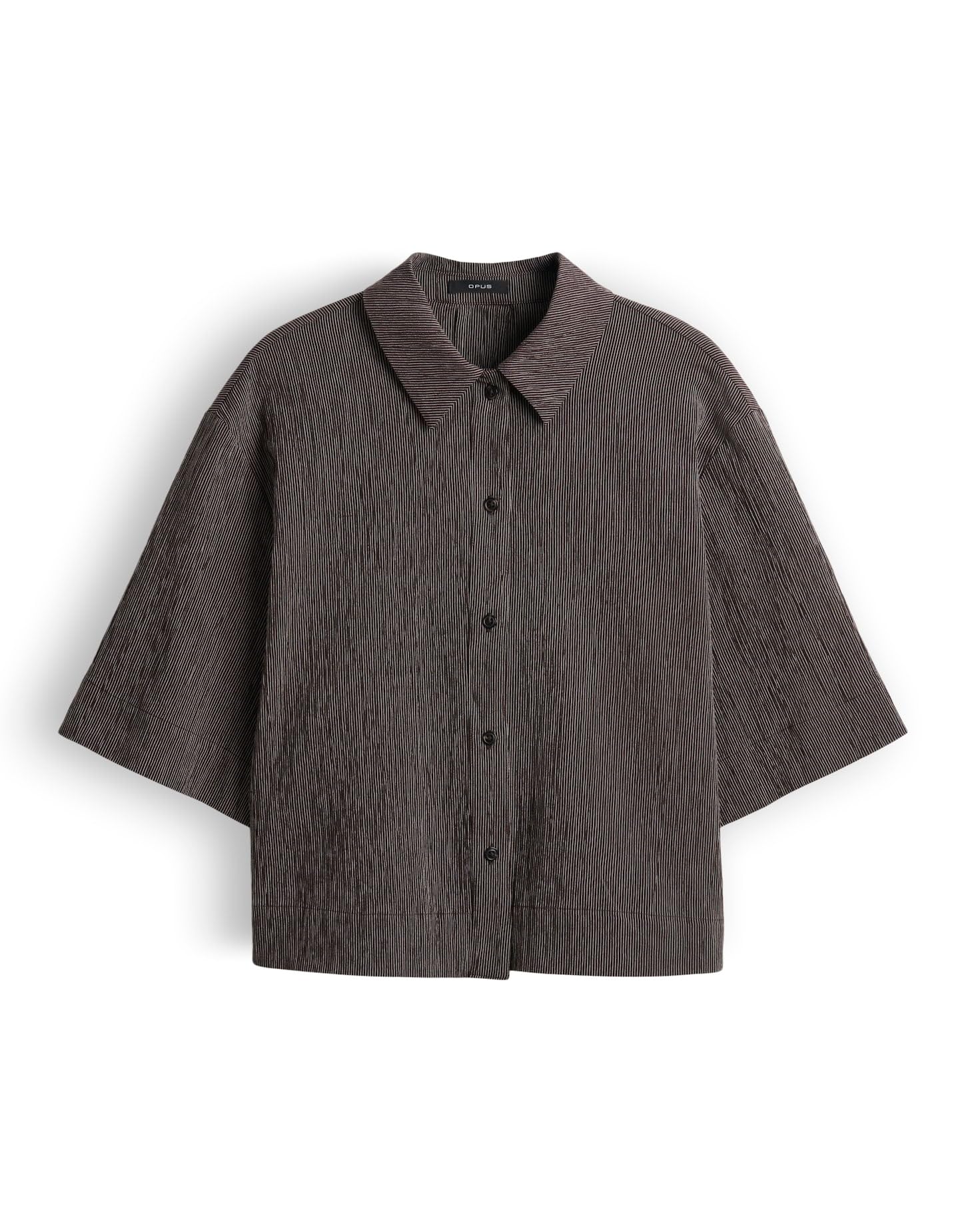 OPUS Damen Kurzarmbluse | Boxy Streifenbluse mit Crinkle Effekt Regular Fit