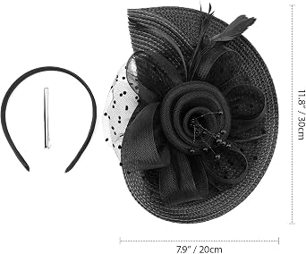 DRESHOW Fascinators Hat Flower Mesh Feathers Hat with a Headband and a Clip 7.9 Tea Party Headwear for Women