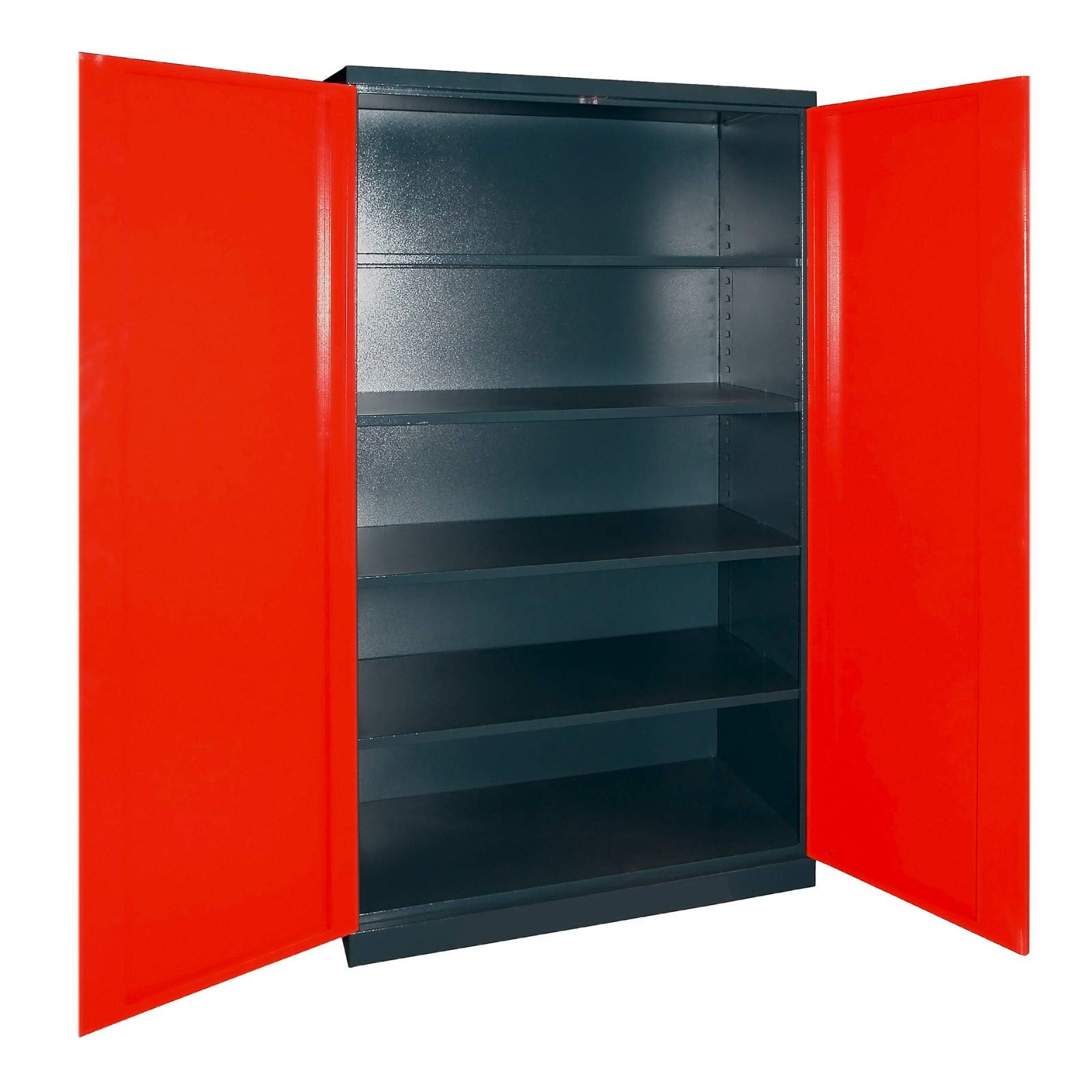ADB strumento armadio/cartella/Officina Metallo Armadio/armadio alto/porta a battente, 2 anta, antracite/rosso, con 4 ripiani, 110 x 192 x 38 cm, made