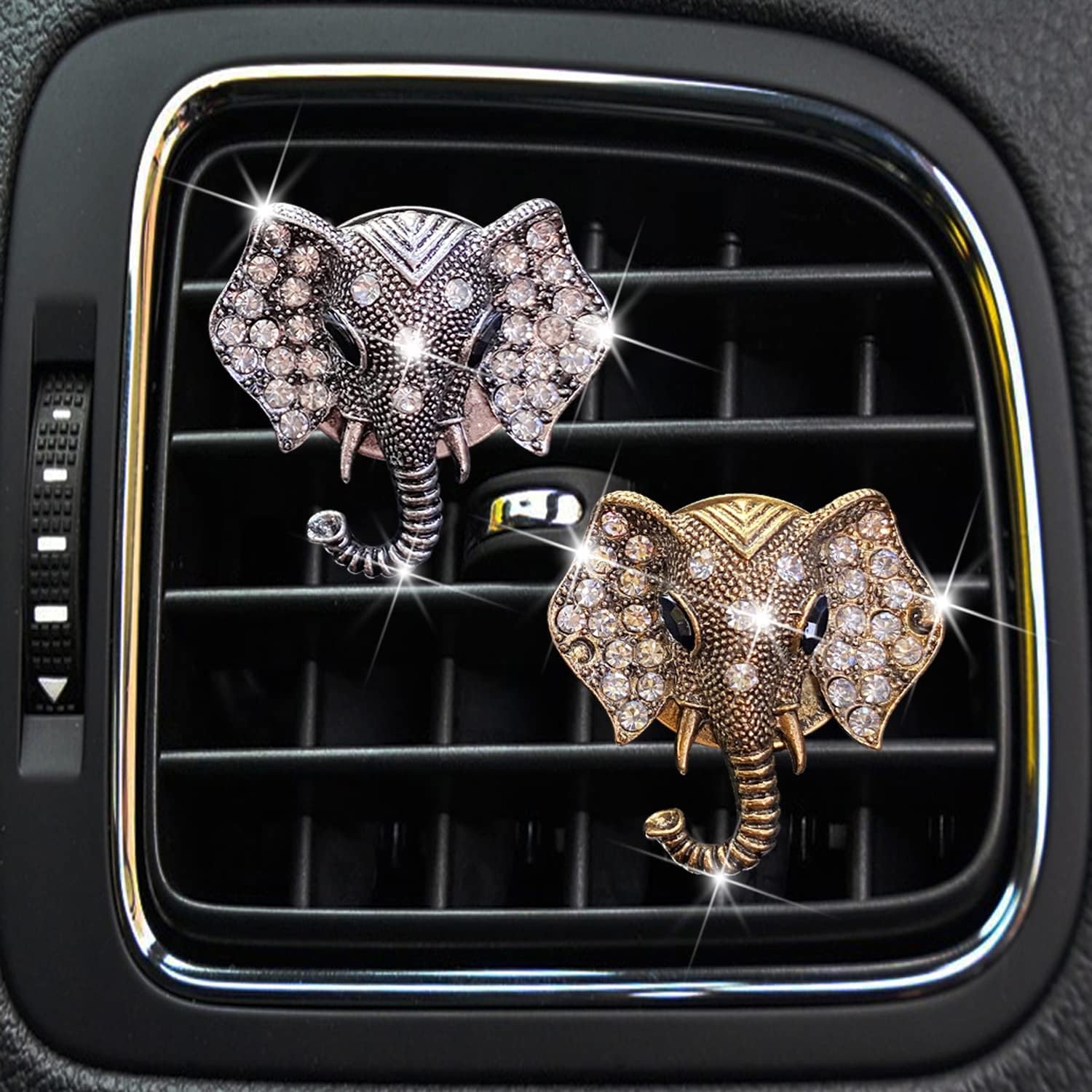 Bling Rhinestone Car Air Vent Clip,Dashboard Outlet Clip,Car Air Freshener Vent Clips,Car Air Conditioning Outlet Clip Decorative,Bling Car Accessories Car Interior Decoration Charm,Cute Car Decor (Cute kitten-BK)