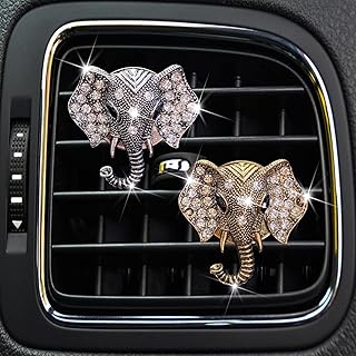 Bling Rhinestone Car Air Vent Clip Dashboard Outlet Clip Car Air Freshener Vent Clips Car Air Conditioning Outlet Clip Decorative Bling Car Accessories Car Interior Decoration Charm Cute Car Decor (Elephants Head)