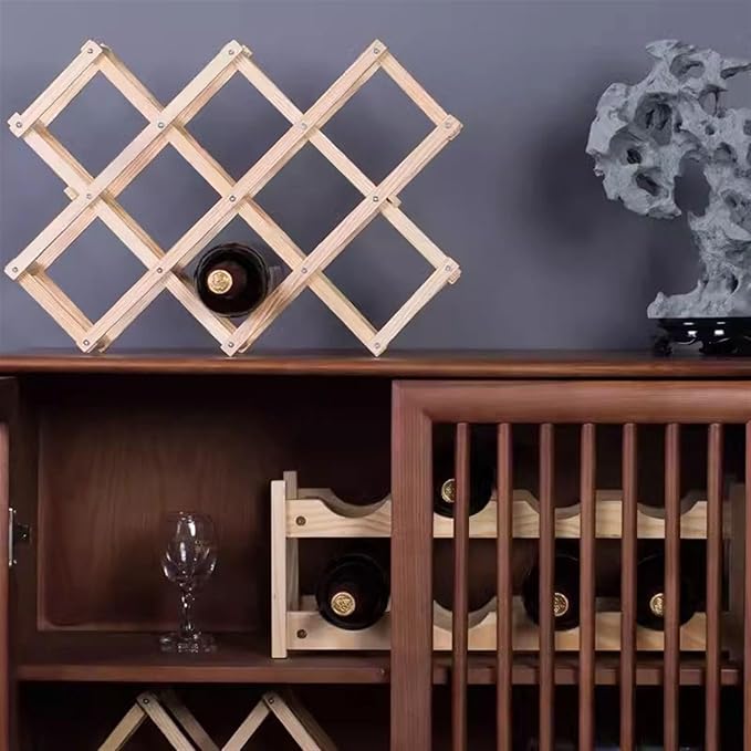 SONGCHAO Soporte para Botellas de Vino Retráctil de Madera para 3 Botellas miniatura 6