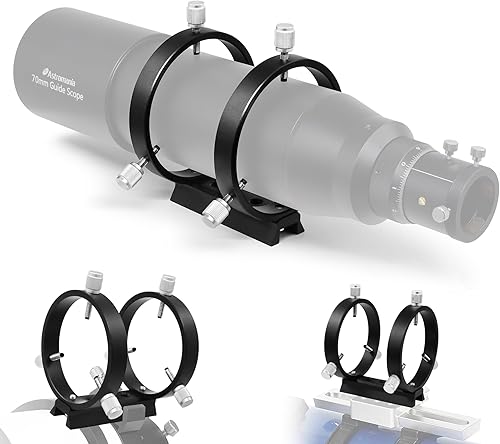Astromania Juego de anillos de guía ajustables con placa – 3.543 in de diámetro interior (par) – para tubo de telescopio de diámetro o buscadores de