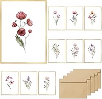 SLAPAFLIFE Gold Foil Floral Blank Greeting Cards 4x6, 20 Pack with Rustic Peel & Seal Envelopes - Elegant All Occasion Note Cards
