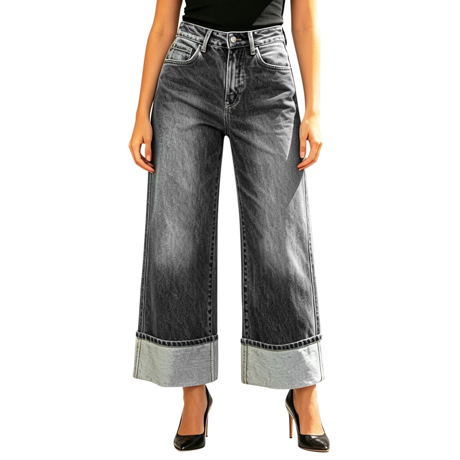 Pantalones vaqueros de pierna recta y silueta holgada con ajuste cómodo superior 6