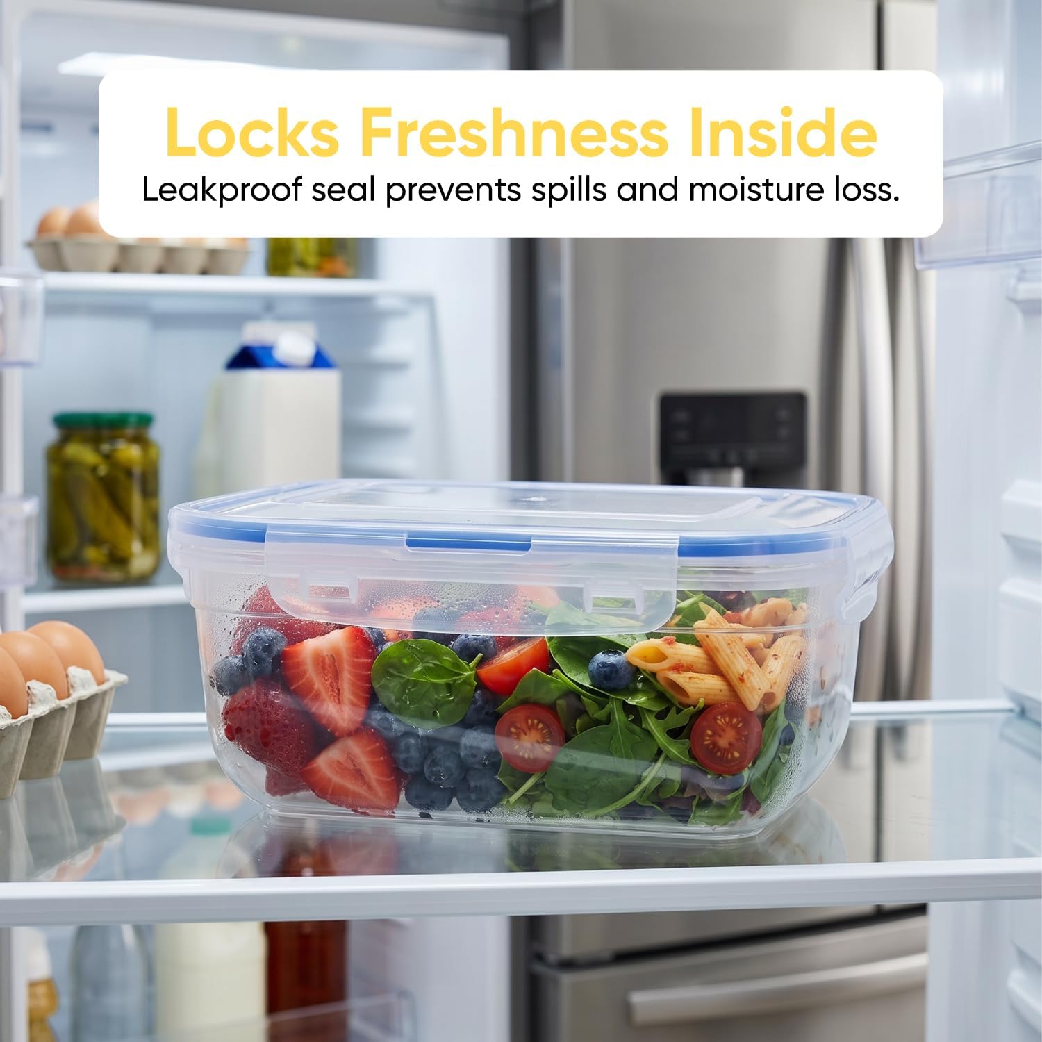 Large Plastic Food Storage Container with airtight Lid for Pantry, Fridge- 20 Cup, 160 Oz- BPA Free, Leakproof Sealed Container- Microwave, Dishwasher and Freezer Safe (5 Quart) image 3