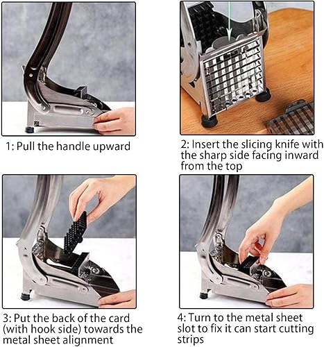 Miniatura 7 de Cuchilla de repuesto para cortador de papas fritas, cuchillas de repuesto de acero inoxidable, cortador profesional de patatas de 12 pulgada o 38