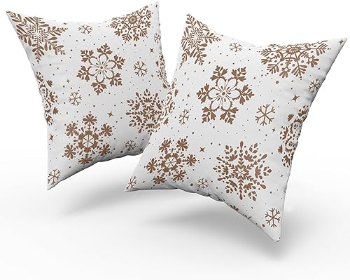 Miniatura 7 de Juego de 2 fundas de almohada verdes de Navidad de 18 x 18 pulgadas, diseño de copos de nieve de Navidad, decoración de vacaciones, fundas de