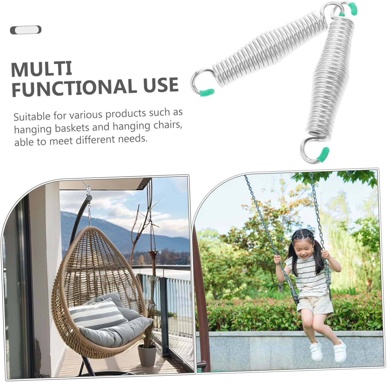 Toyvian 2pcs Heavy Duty Spring Suspension Hardware for Hanging Chairs and Porch Swings Extension Springs Ceiling Hooks for Hammocks and Punch Bags Easy Installation