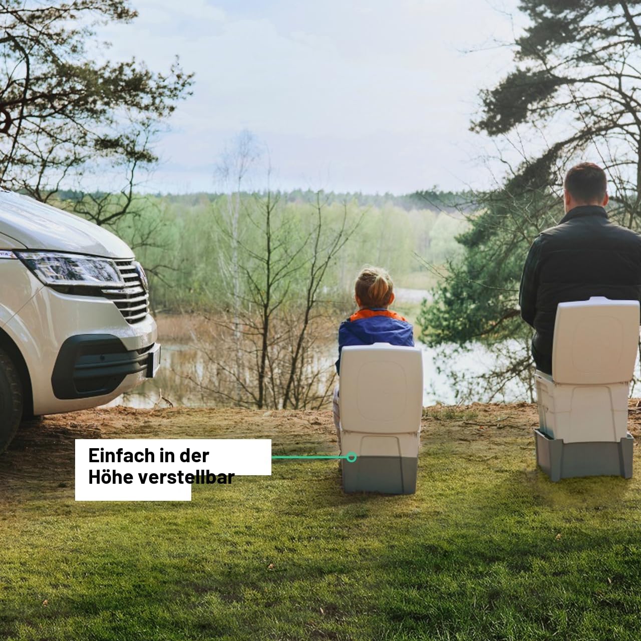 TROBOLO WandaGO – Mobile Campingtoilette – Kompakte Trockentrenntoilette für unterwegs [31x38x34] – Höhenverstellbar und geruchlos ohne Strom, Wasser & Chemie – Trenntoilette für Auto, Van & Reisen