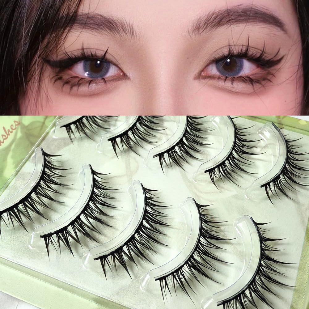 5 Pairs Makeup Cat Eye False Eyelashes Natural Looking Wet Eye Style Handmade Eye Lashes Cosmetics Tool