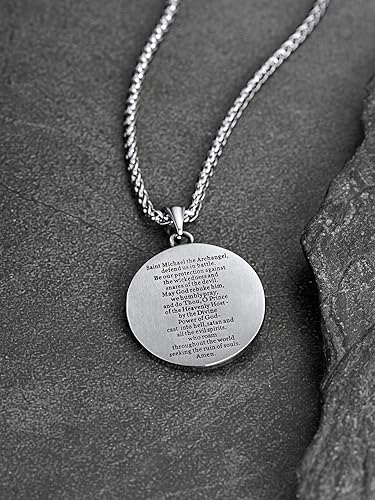 Miniatura 9 de FaithHeart Saint Michael Necklace, Stainless Steel18K Gold Plated St Michael the Archangel Pendant Amulet for Men Women with Gift Packaging