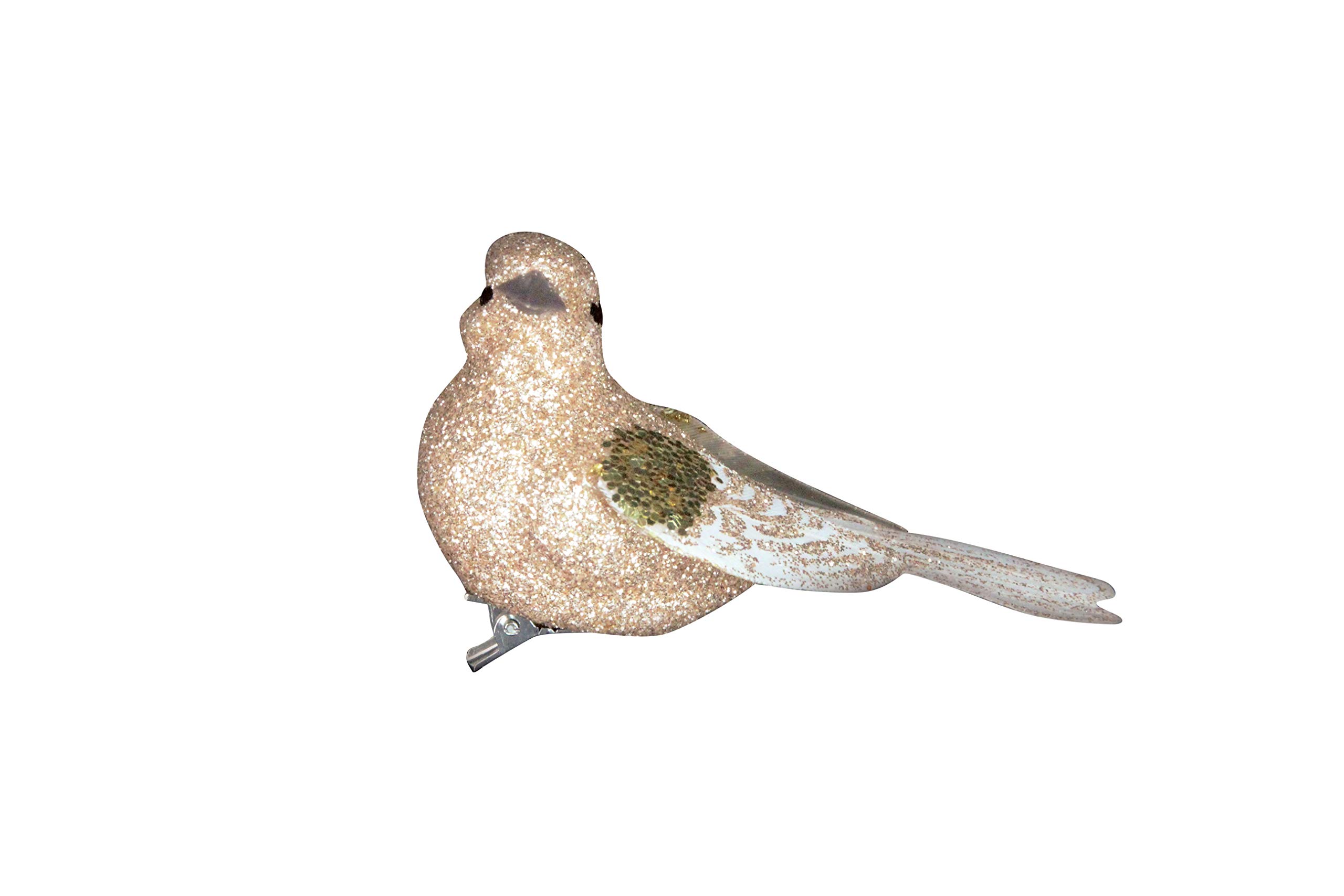 Gisela Graham Gold Glitter Clip on Bird Christmas Decoration