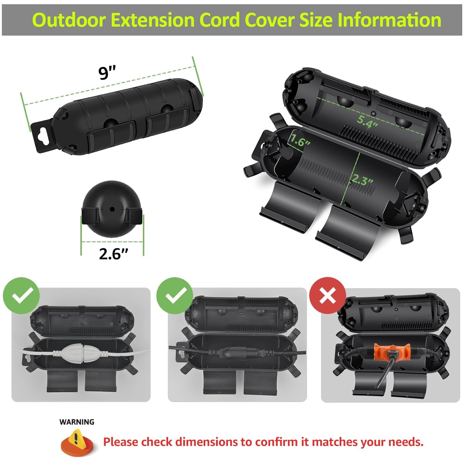 NineLeaf 10*Extra Large Waterproof Electrical Box&40*Small Weatherproof Extension Cord Outlet Box-IP54 Weatherproof Outlet Cover, Protect Timer,Power Strip,Holiday Light-12.5 x 8.5 x 5 & 9 x2.6 x2.6