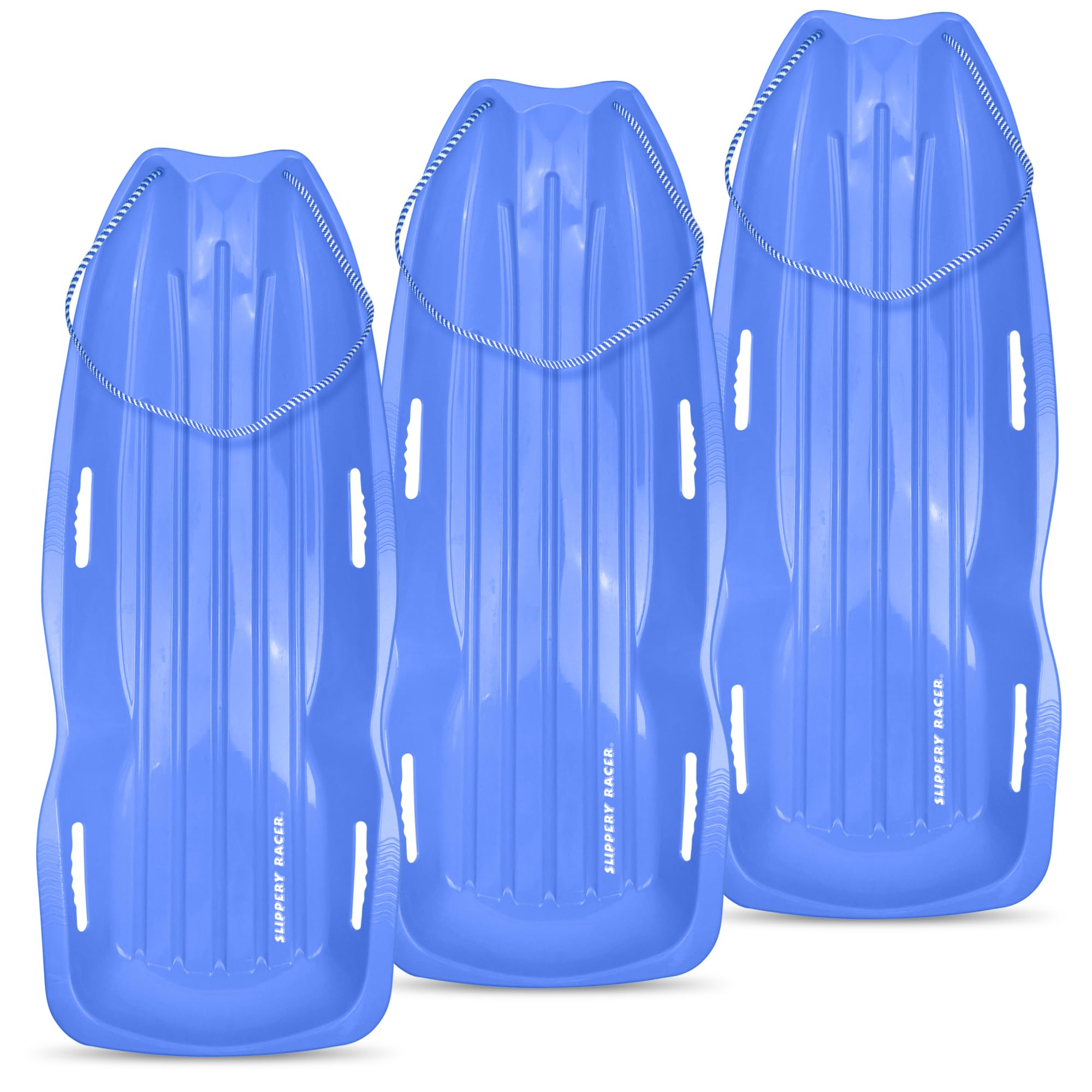 Slippery Racer Downhill Xtreme Flexible Adults and Kids Plastic Toboggan Snow Sled for up to 2 Riders with Pull Rope and Handles