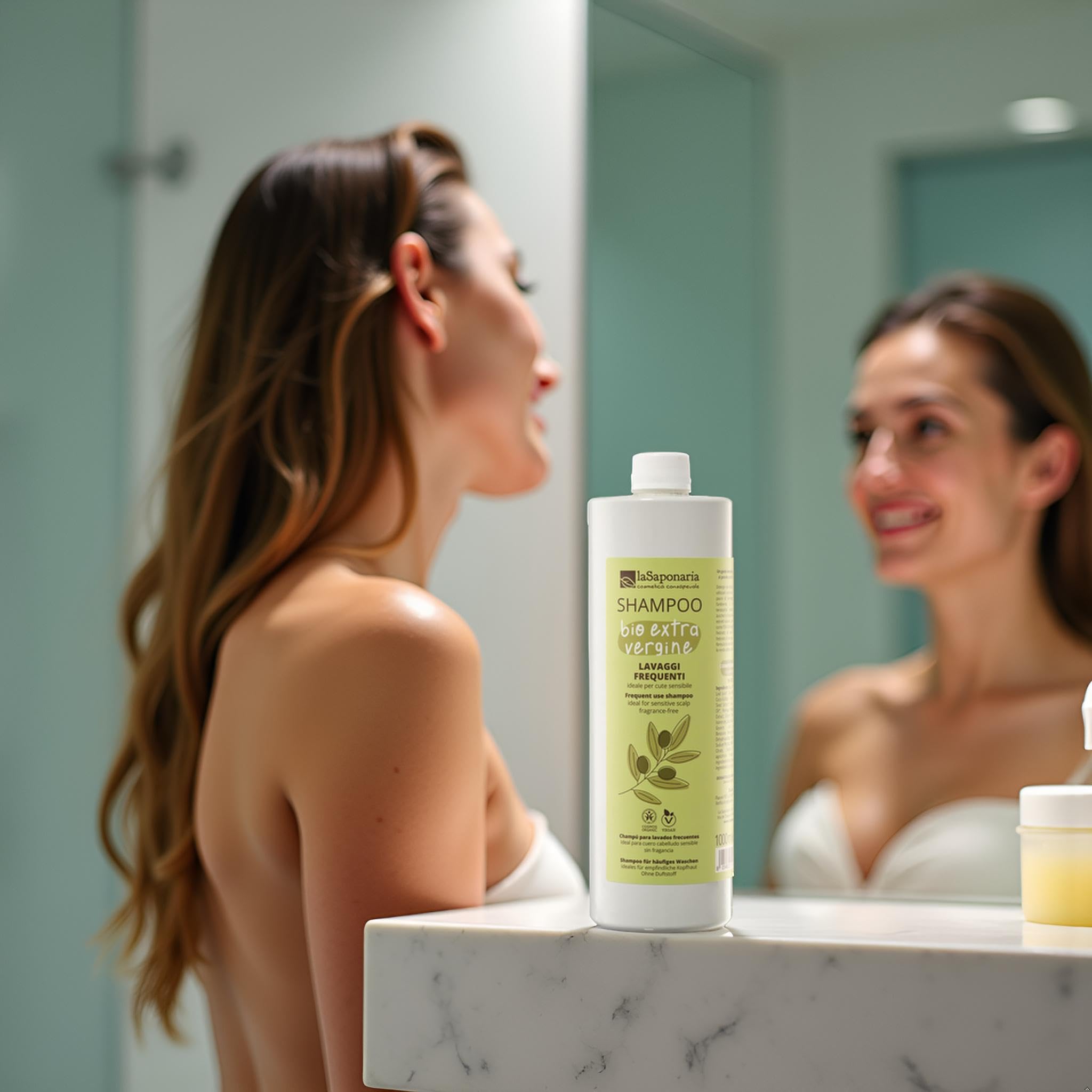 La Saponaria | Champú Extra Virgen sin fragancia – Fórmula ultrasuave y ecológica, ideal para cuero cabelludo sensible. Limpieza delicada con ingredientes naturales, formato 1 L.