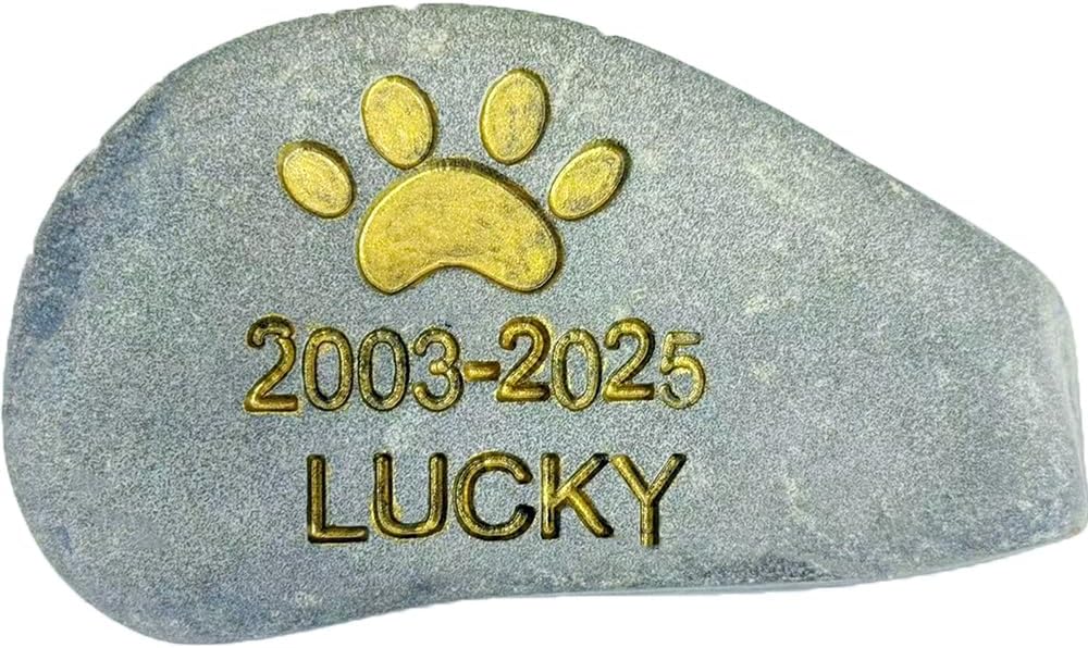 Custom Pet Memorial Stone – Personalized Engraved Rock for Dogs, Cats, and Other Beloved Pets (Natural Stone Large Custom Size About 9 inches)