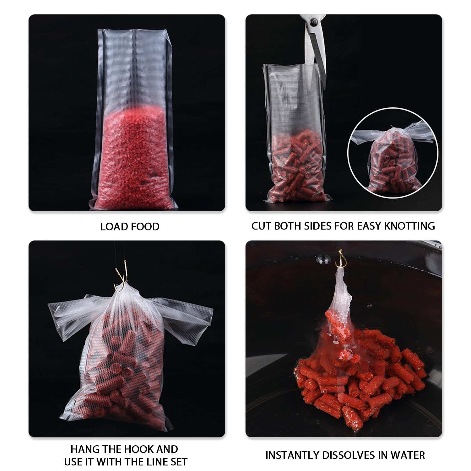 100 Sacchetti Solubili In PVA Per Pesca Alla Carpa 6x12 Cm - Esche Pronte All'uso, Attrezzatura Da Pesca