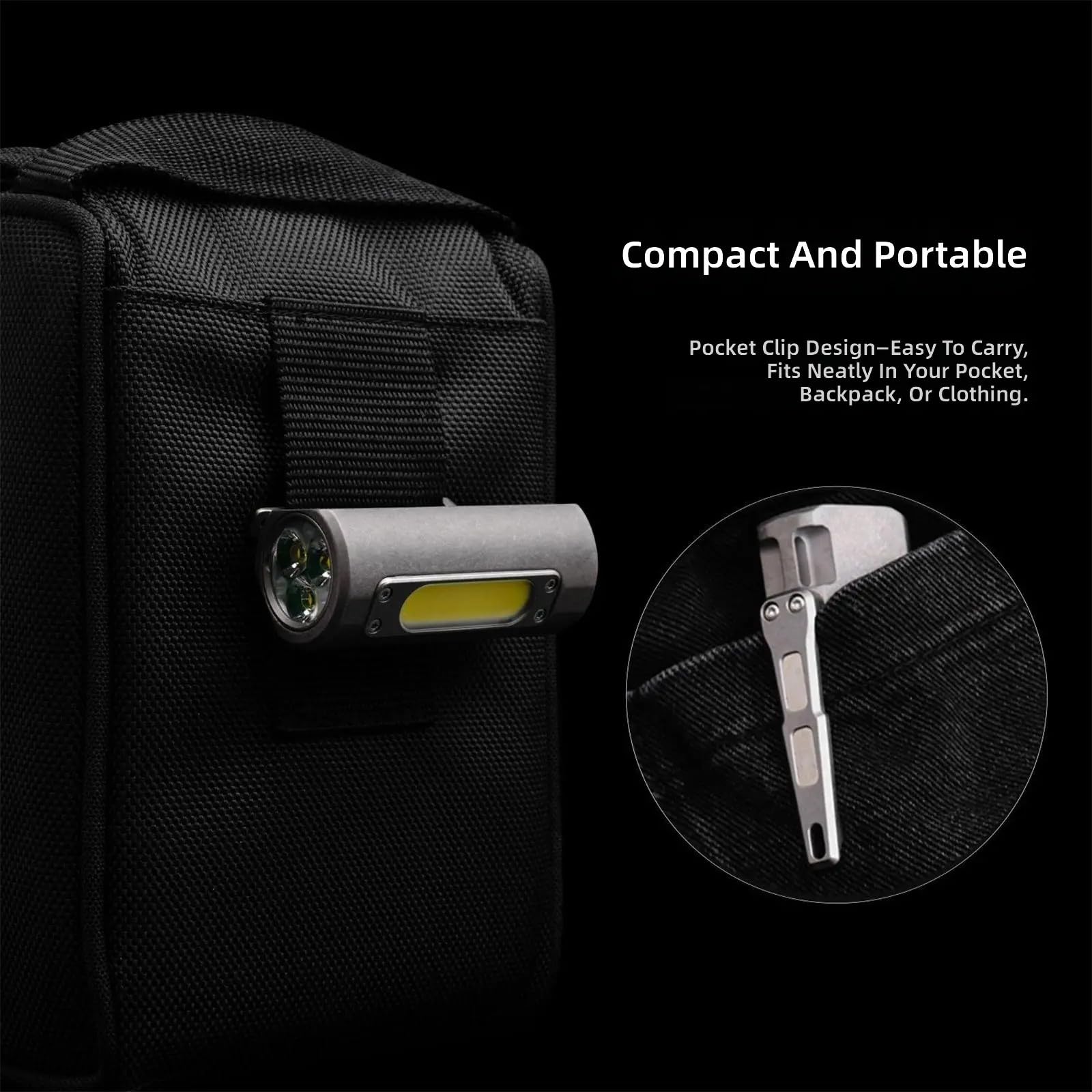 Linterna LED impermeable para camping, lámpara de bolsillo, potente linterna portátil pequeña de trabajo con clip, luz de trabajo pequeña portátil con clip