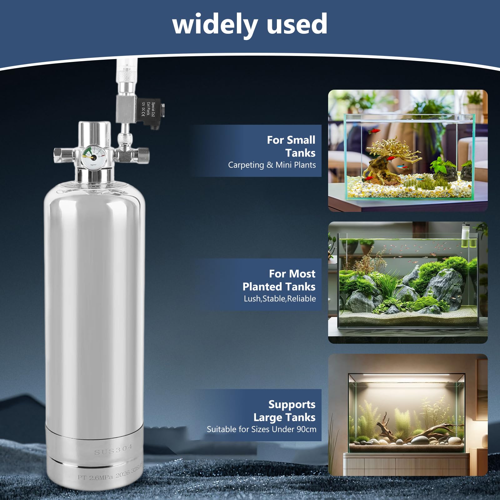 Kit Generador de CO2 Automático para Acuario Plantado | SUS304 con Válvula Solenoide y Manómetro de Seguridad, Sistema DIY para Acuascaping Plantas Acuáticas