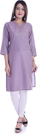 Ramkudi Plain Kurti for Women | Indian style Cotton Kurti | Readymade Pakistani Kurti Top | Includes Only Kurti