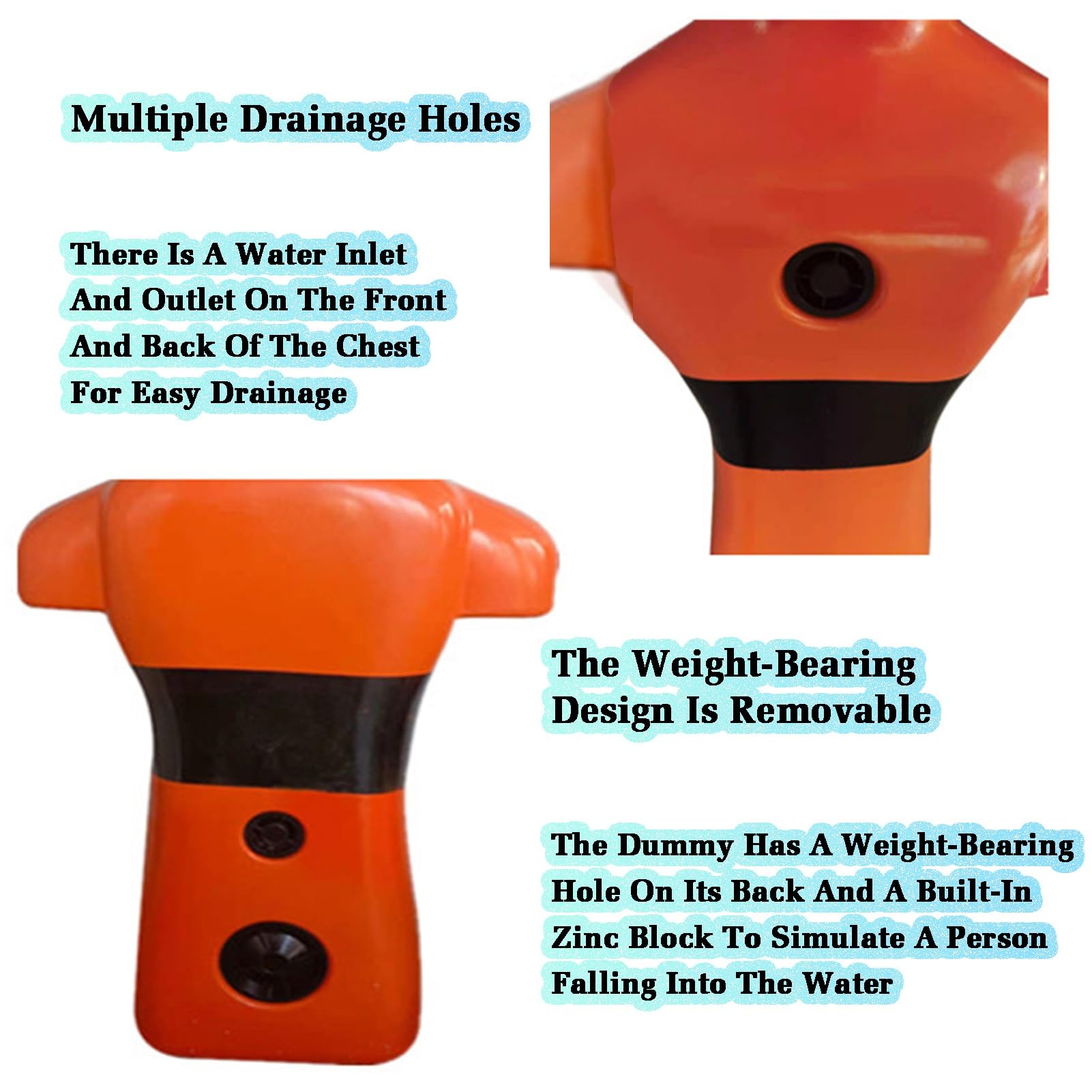 Chupete de entrenamiento de seguridad en el agua para prevención de ahogamientos, diseño de drenaje rápido para adolescentes y adultos