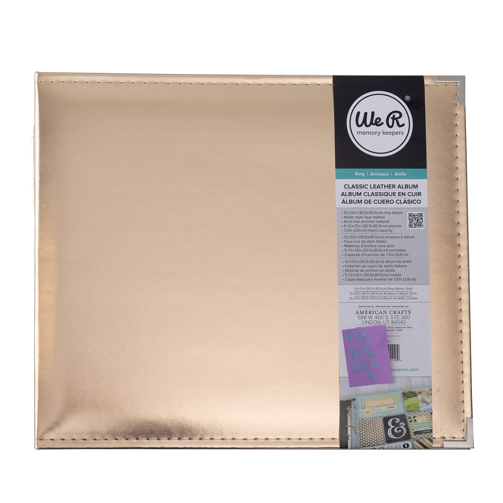 Album Fotografico In Pelle Oro We R Memory Keepers - Formato 30x30 Cm, Con 5 Pagine Protettive - 2