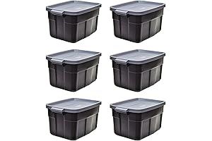 Rubbermaid Roughneck Tote Moving Bins with Lids, Heavy Duty Plastic Storage