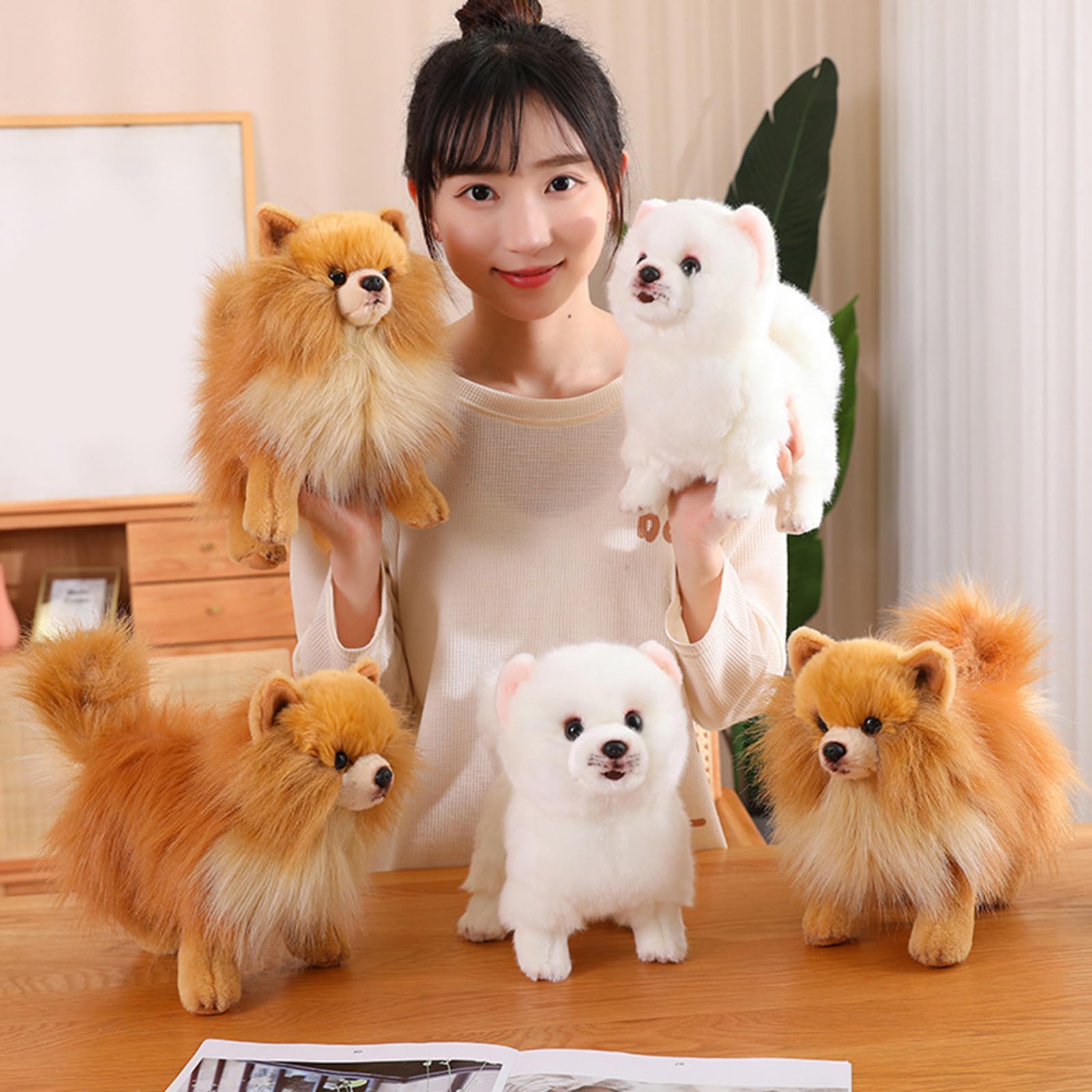 Generisch Empatía edificio, juguete de peluche suave para perro, vínculo familiar, muñeca de compañía, figura de confort pomerania realista, perro de peluche