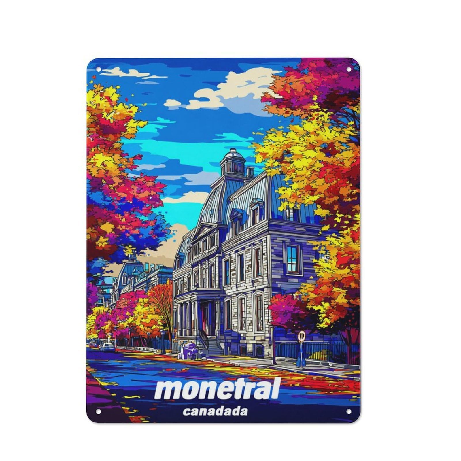 Junmoney Monetral Canada Autumn Splendor Nostalgic Metal Wall Sign 40X30cm, Classic Pub Decor For Bar, Kitchen, Garage Or Games Room