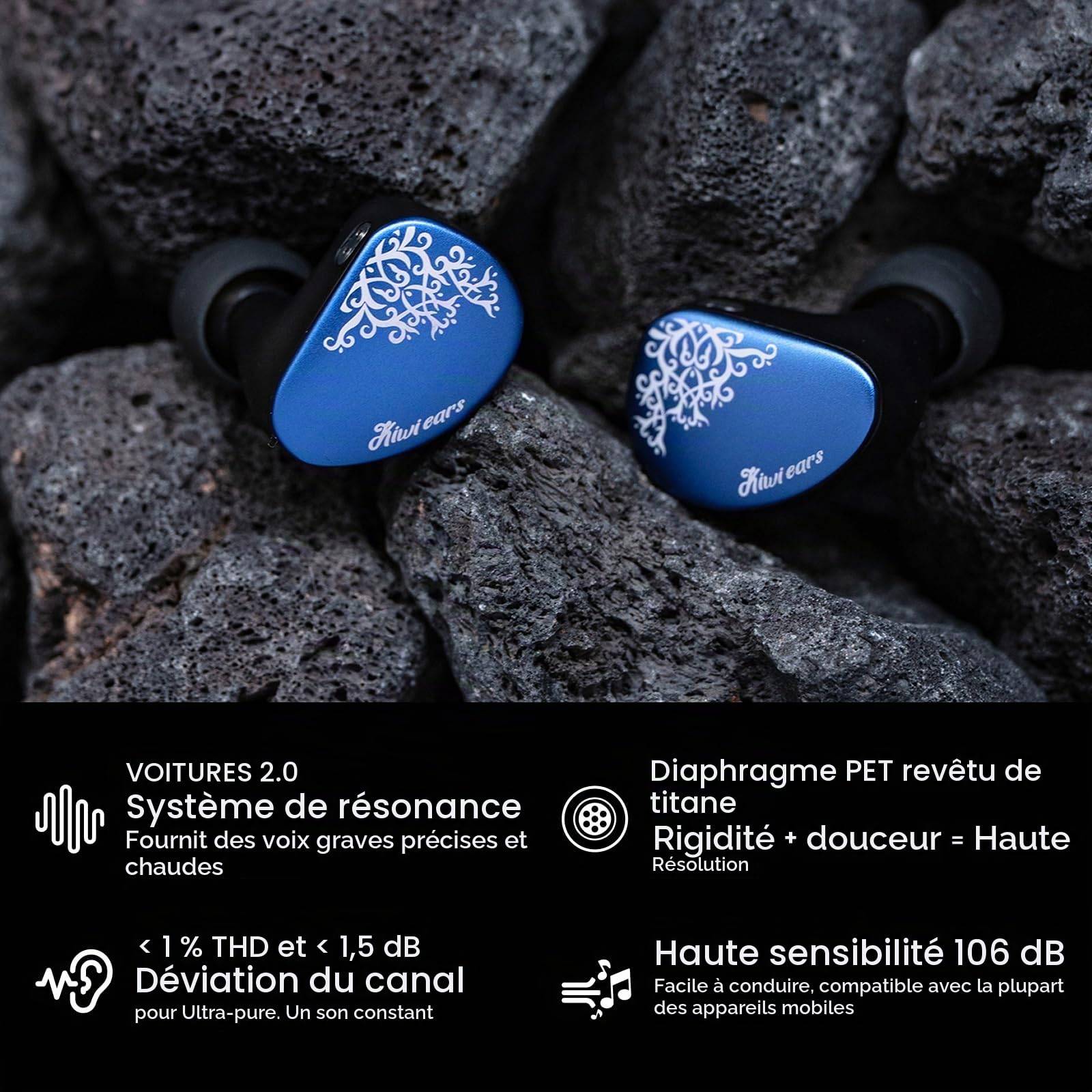 Linsoul Kiwi Ears Cadenza II 10mm Titanium Moniteur Intra-auriculaire