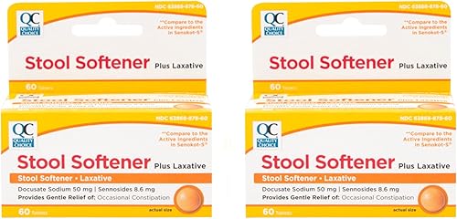 Quality Choice Suavizante de heces Plus Laxante, 60 tabletas (paquete de 2)