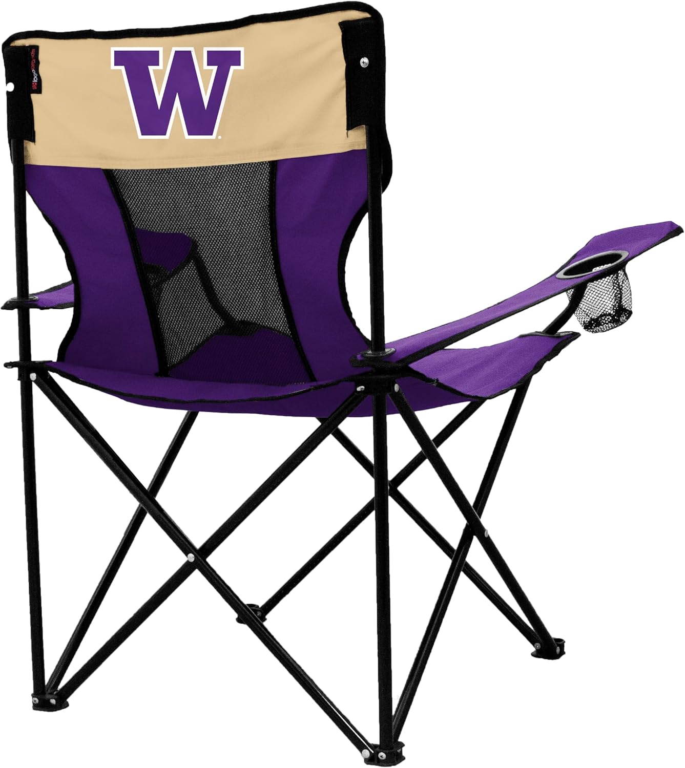 Logo Brands NCAA Washington Huskies Elite Portable Chair - Premium Outdoor Chair with Cup Holder, Powder-Coated Steel Frame, Lightweight and Portable for Tailgating,and Sporting Events
