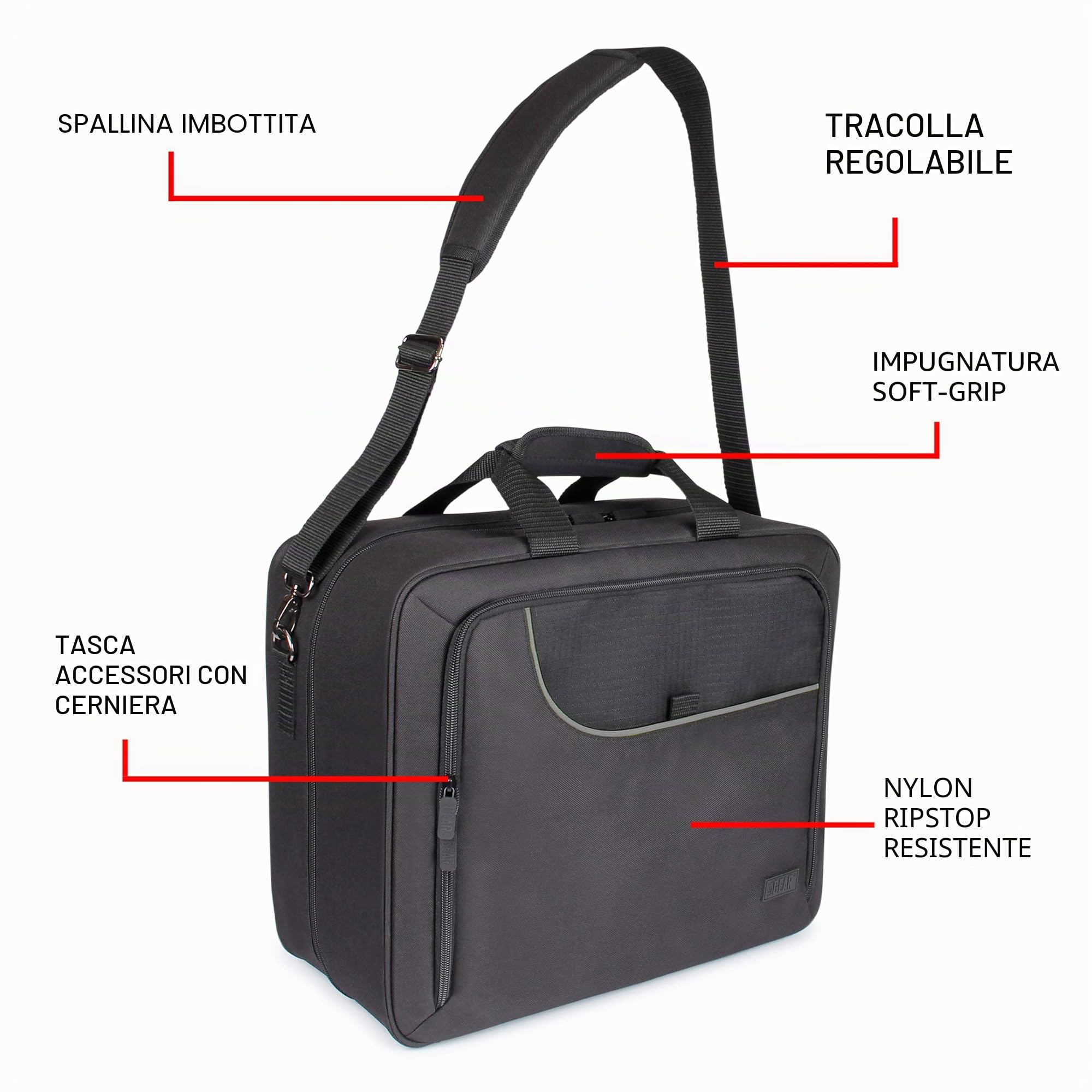 USA Gear Custodia da viaggio XL Magic The Gathering MTG Deck Box Bag - Borsa Grande per Carte MTG con Tracolla Imbottita, Interno Personalizzabile, Resistente agli Agenti Atmosferici - Nero