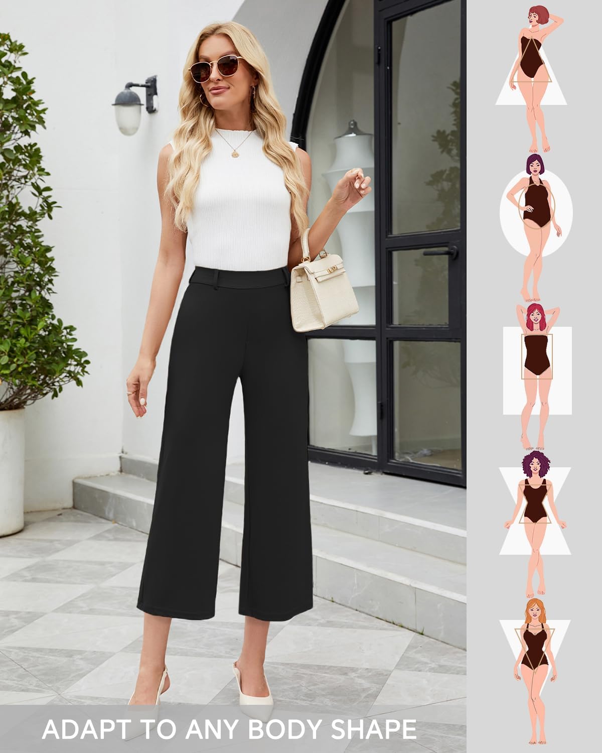 Agenlulu 2025 Summer Women's Stretchy Wide Leg Dress Pants High Waisted Capri/Ankle UPF50+ Cooling Cropped Casual Slacks - Image 3