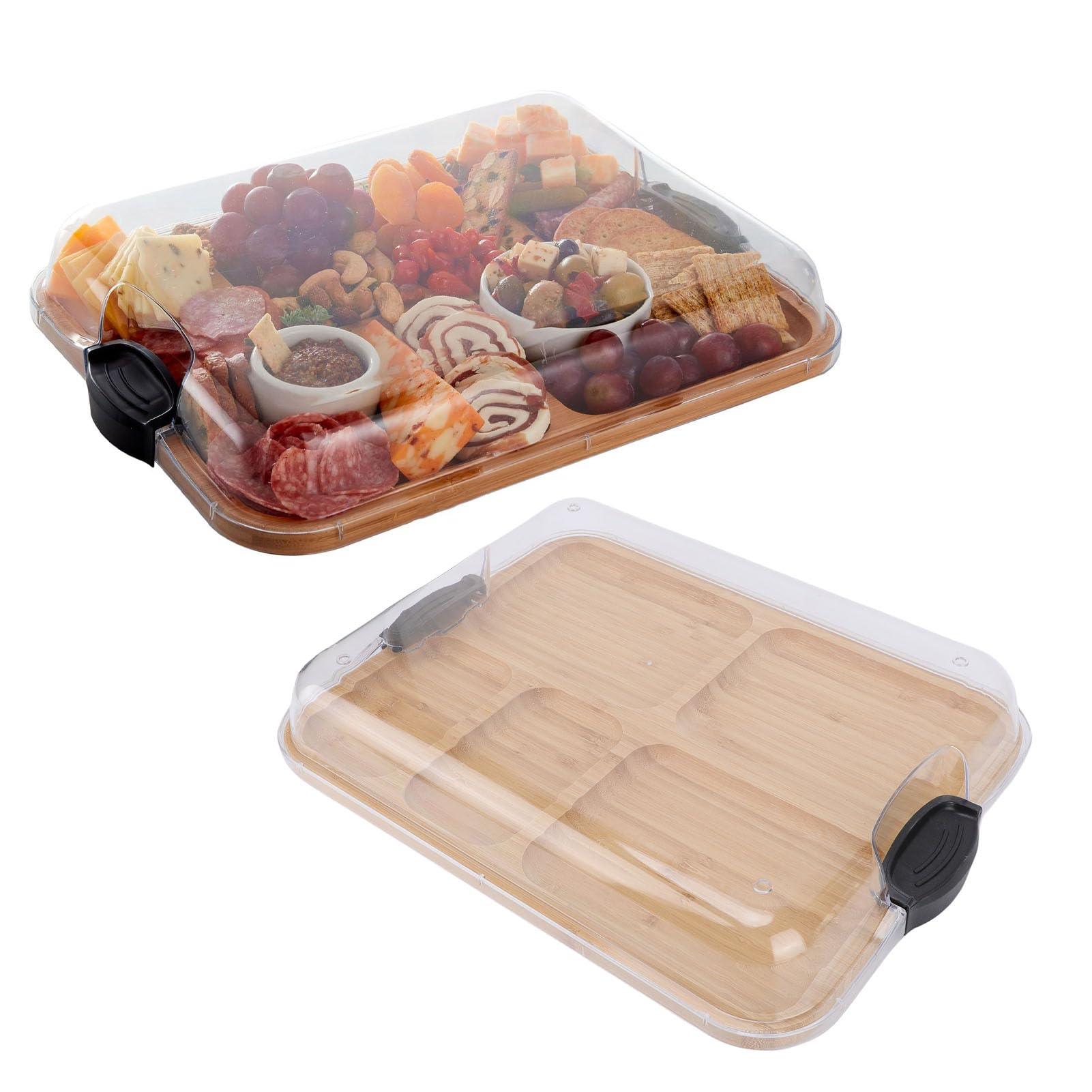 Premium Charcuterie Board mit Deckel – 5-teilige Käseplatte aus Holz für unterhaltsame Partys und Versammlungen – ideales Serviertablett für Snacks, Vorspeisen und Käsefreuden