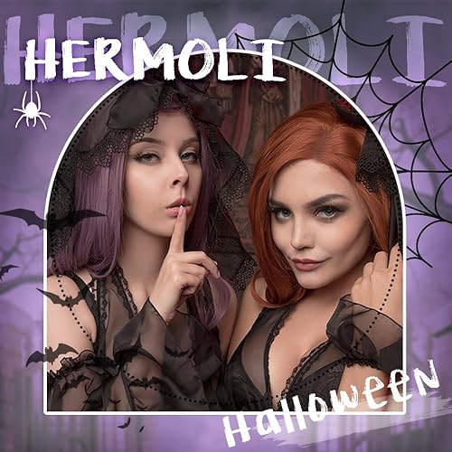 Miniatura 7 de Hermoli Diadema para disfraz de mujer, para Halloween, banda para el pelo iluminada, telarañas, telaraña, rojo con cambio de color, tocado del Día