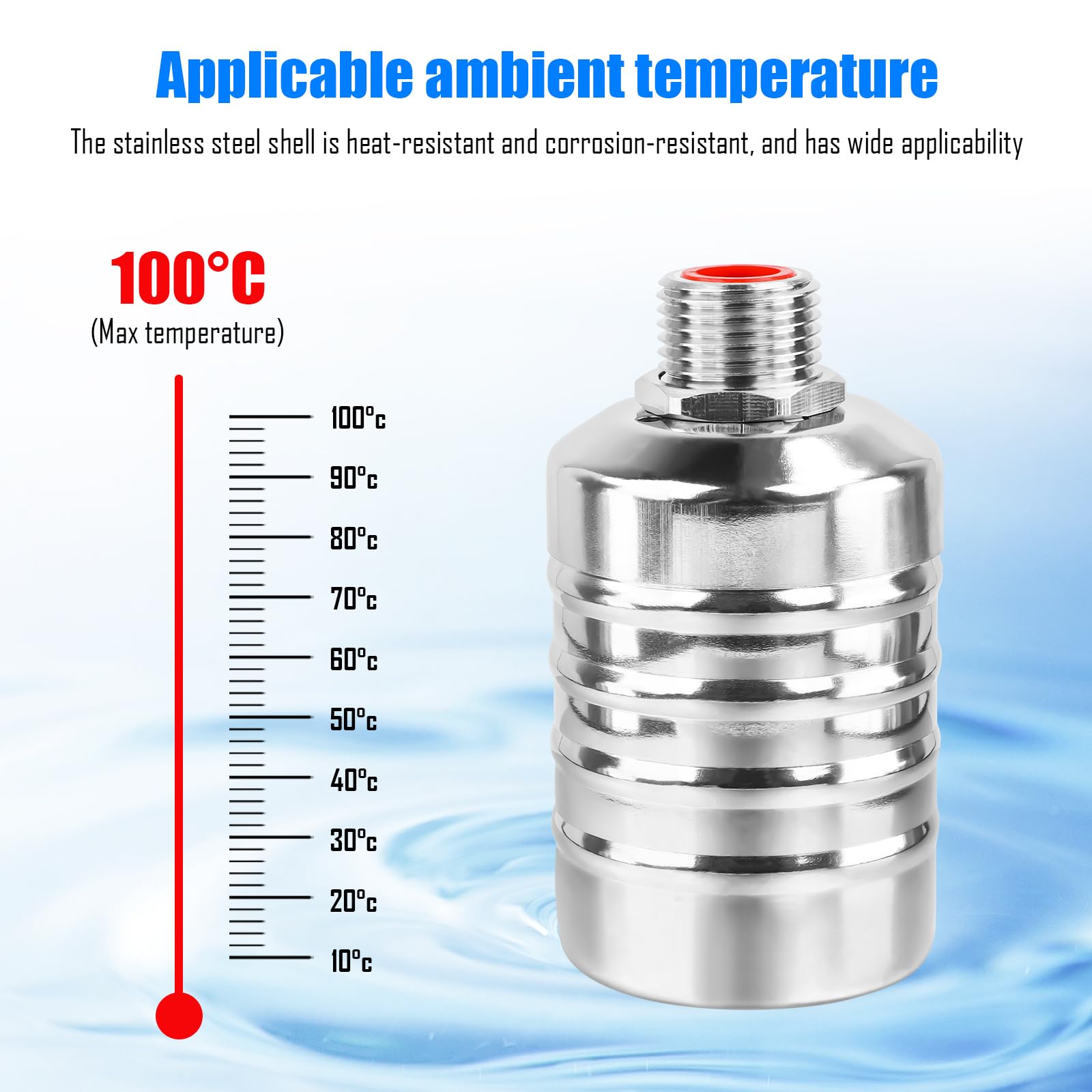Automatisches Schwimmerventil,Schwimmerventil 1/2'' oder 3/4'' Automatische Wasserstandsregelung Einstellbar 304 Edelstahl,mit Wasserhahn-Dichtungsband und Wellrohr