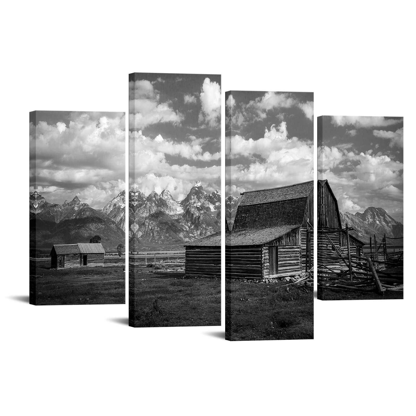 LevvArts 4 Piece Grand Teton National Park Picture Canvas Wall Art
