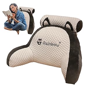Almohada De Lectura Cama - Cojín De Silla Para Cama Con Respaldo Cuello Desmontable Y Brazos - Almohada Lumbar De Apoyo Ergonomía Para La Espalda Para Trabajar, Leer O Jugar En La Leer Sofá Suelo